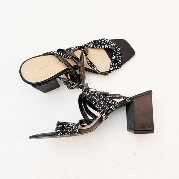ZARA Love Strappy Block Heel Ope Toe Sandal Size 40 NWT - Picture 2 of 8